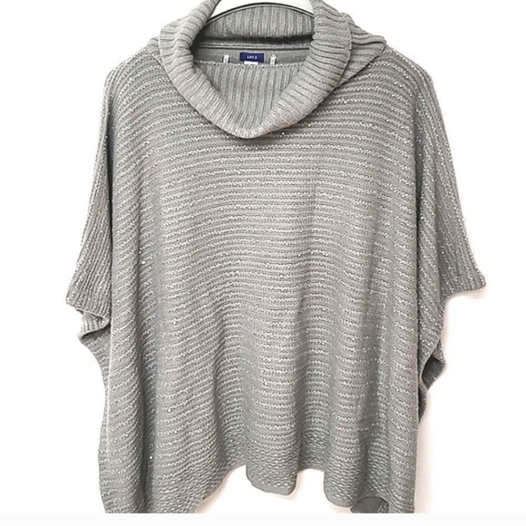 Grey Sequin Sweater Poncho - Picture 5 of 6